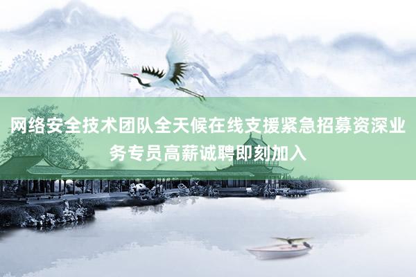 网络安全技术团队全天候在线支援紧急招募资深业务专员高薪诚聘即刻加入