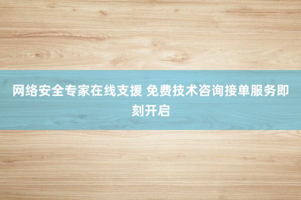 网络安全专家在线支援 免费技术咨询接单服务即刻开启