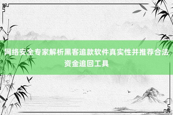 网络安全专家解析黑客追款软件真实性并推荐合法资金追回工具