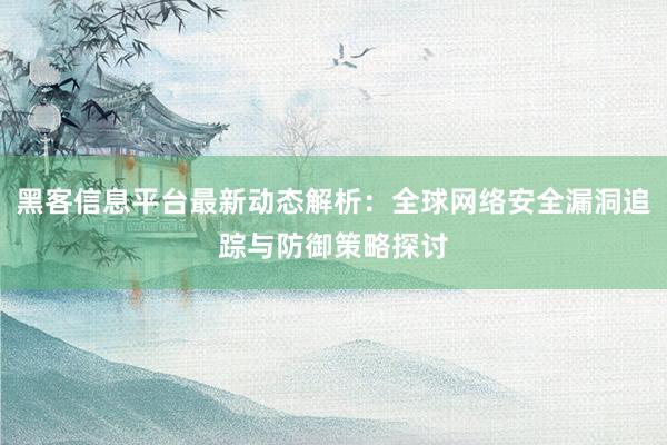 黑客信息平台最新动态解析:全球网络安全漏洞追踪与防御策略探讨